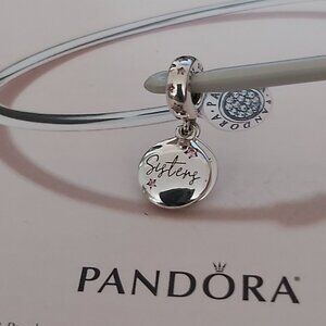 Authentic PANDORA Sterling Silver Forever Sisters Dangle Charm 798012FPC